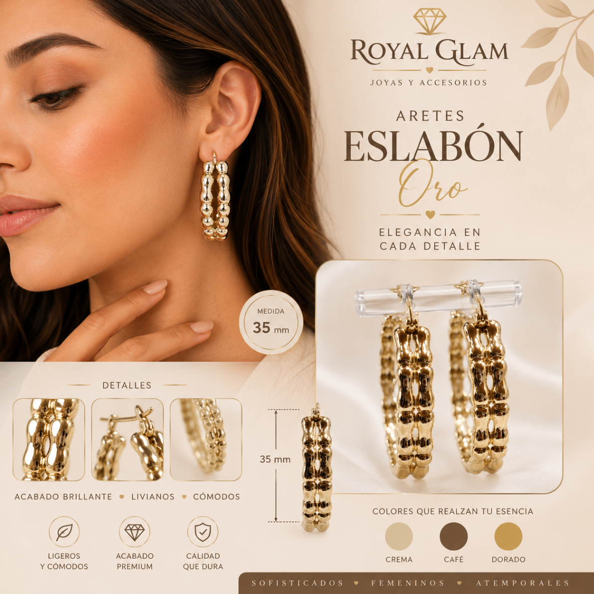 Aretes Eslabón Oro